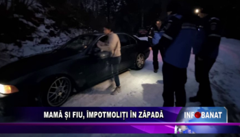 Mamă și fiu, împotmoliți în zăpadă