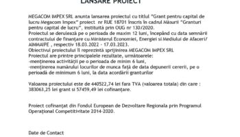 Comunicat de Presa – Lansare proiect Megacom