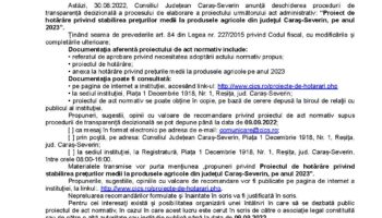 Anunţ CJ – proiect de act administrativ cu caracter normativ