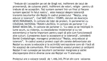 Comunicat de presă 15 – Cunoașterea duce la toleranță