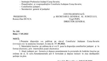 Dispoziție de convocare a Consiliului Județean