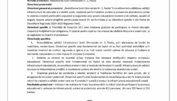 Finalizarea proiectului “Reabilitarea Scolii Gimnaziale nr. 2, Reșița”