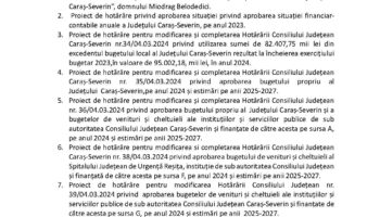 Convocarea Consiliul Judeţean Caraş-Severin pentru data de 28 martie 2024