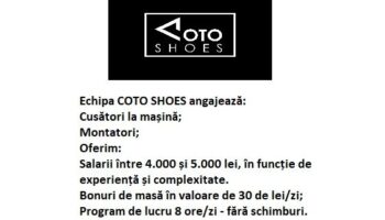 Echipa COTO SHOES angajează