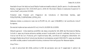 Lansare proiect – Sprijin pentru funcționarea GAL Reșița