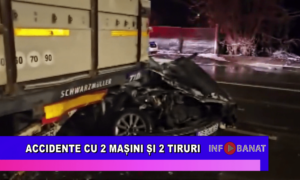 Accident cu 2 mașini și 2 tiruri